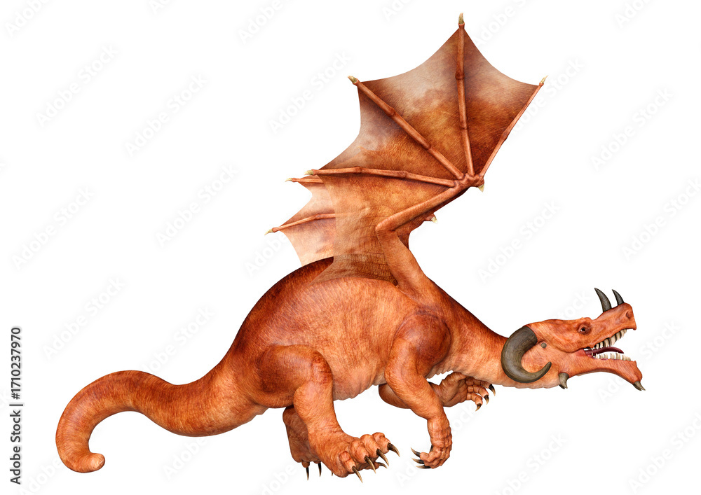 Fototapeta premium 3D Rendering Fairy Tale Dragon on White