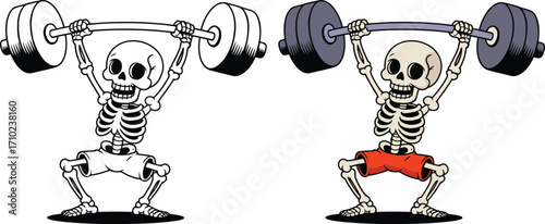 Skeleton lifting barbell with weights bone