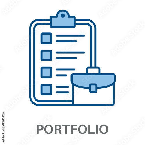 Portfolio Concept Simple Style Blue Design Vector