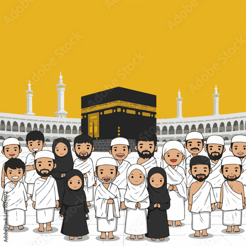 happy family in the mecca