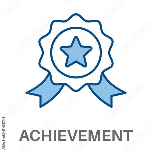 Achievement Concept Simple Style Blue Design Vector