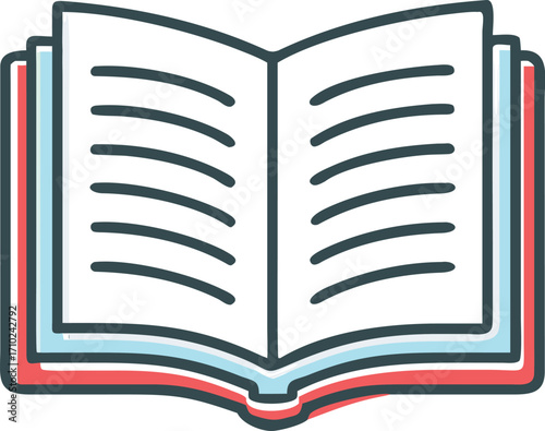 Open book icon with colorful pages and outline  reading education style vector illustration EPS file download