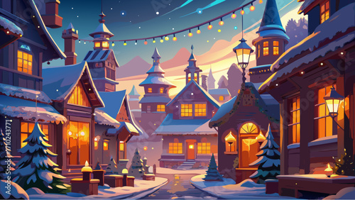 christmas night in the village