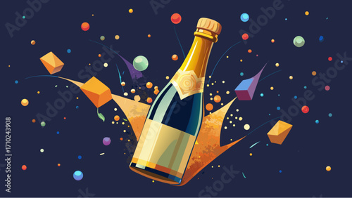 champagne bottle and champagne