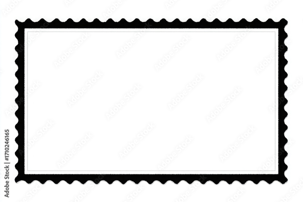 Obraz premium Blank Rectangular Postage Stamp With Black Perforated Border