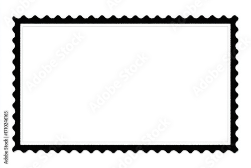 Blank Rectangular Postage Stamp With Black Perforated Border