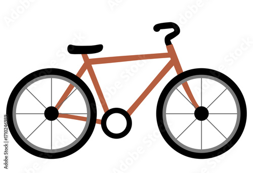 Minimal flat style bicycle side view illustration for eco-friendly commuting, sustainable transportation, urban cycling lifestyle, outdoor activity, health and fitness mobility, road safety campaign, 