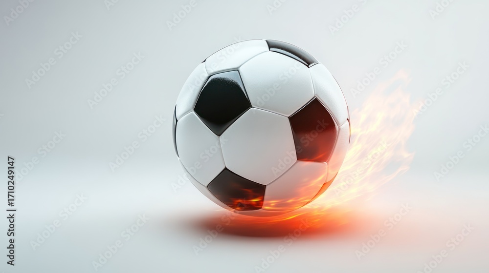 Naklejka premium Soccer ball on fire, studio shot