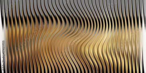 Wallpaper Mural Abstract wavy golden and silver metallic lines background Torontodigital.ca