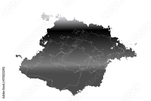 Abstract image of a dark, irregularly shaped landmass on a white background. The landmass