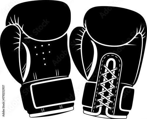 boxing gloves silhouette simple flat vector
