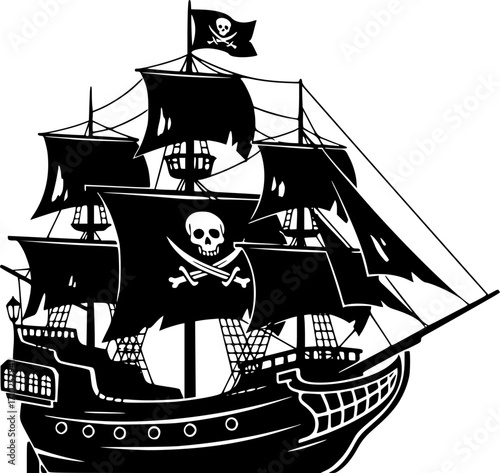 pirate ship icon illustration, pirate ship silhouette logo svg vector
