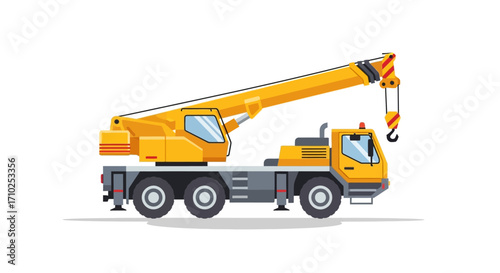 Illustration of a Mobile Crane Truck Isolated on White Background