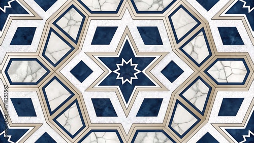 Indigo Amber Seljuk Geometric Star