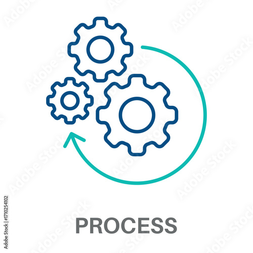 Process Outline Color Blue With Green Concept Simple Style Design Vector