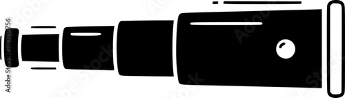 A classic pirate telescope icon in simple black and white vector illustration
