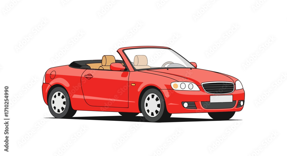 Obraz premium Red Convertible Car Vector Illustration on White Background