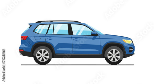 Blue SUV vector illustration on white background, generic car design