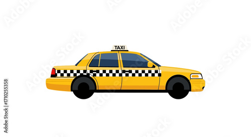 Isolated Yellow Taxi Cab Vector Illustration on White Background