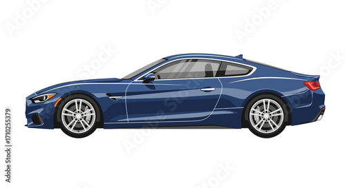 Vector Illustration of a Blue Sports Car on White Background
