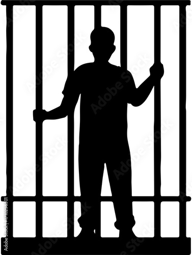 male criminal in prison vector ilustration 
