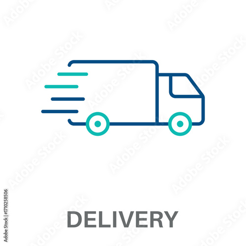 Delivery Outline Color Blue With Green Concept Simple Style Design Vector