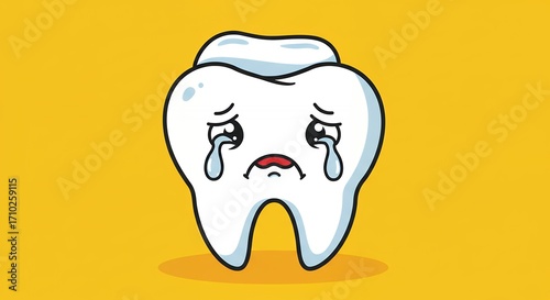 Sad tooth illustration