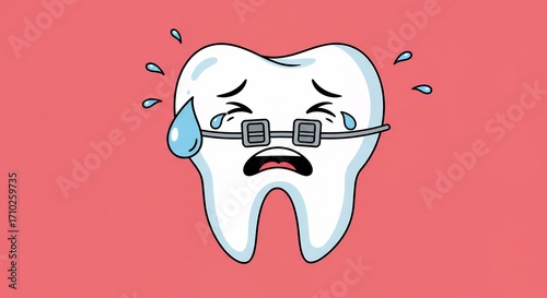 Sad tooth with braces