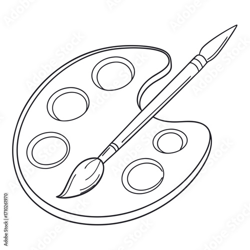 Simple line art of an artist s palette and brush