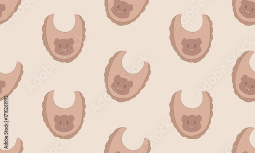 Seamless Baby Bib with Bear Pattern