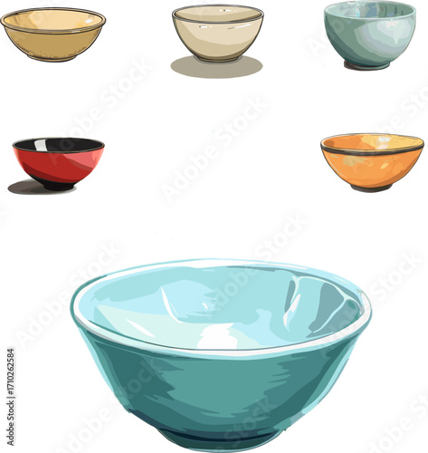 bowl set no background, kitchen appliances set