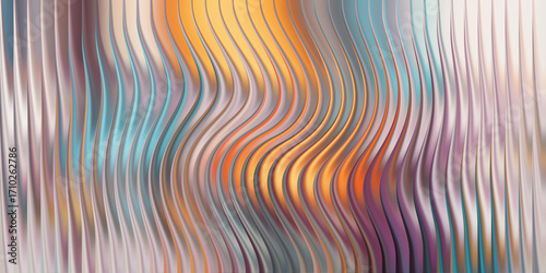 Abstract wavy lines with warm orange, yellow, and blue hues