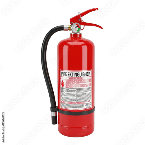 Red fire extinguisher safety equipment for fire prevention and emergency response ready transparent background