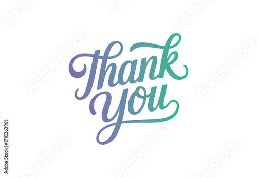 Elegant thank you lettering in gradient calligraphy. Hand written thank you script for greeting card design.