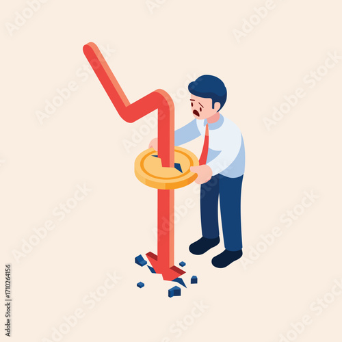 Man Frustrated with Financial Loss Economic Downturn and Investment Failure