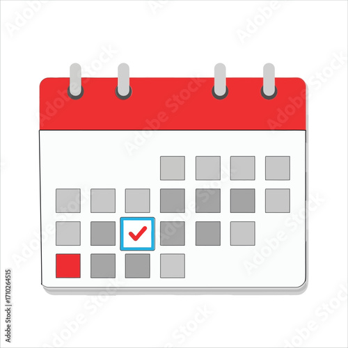 Calendar Icon with Check Mark Planning, Organization, and Time Management Concept
