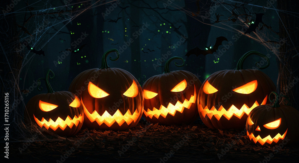 Fototapeta premium glowing jack-o’-lanterns
