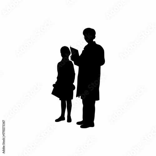 Doctor silhouette warning patient against antibiotic overuse isolated on white background