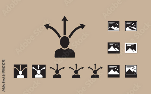 Person with multiple arrows pointing in different directions representing choices