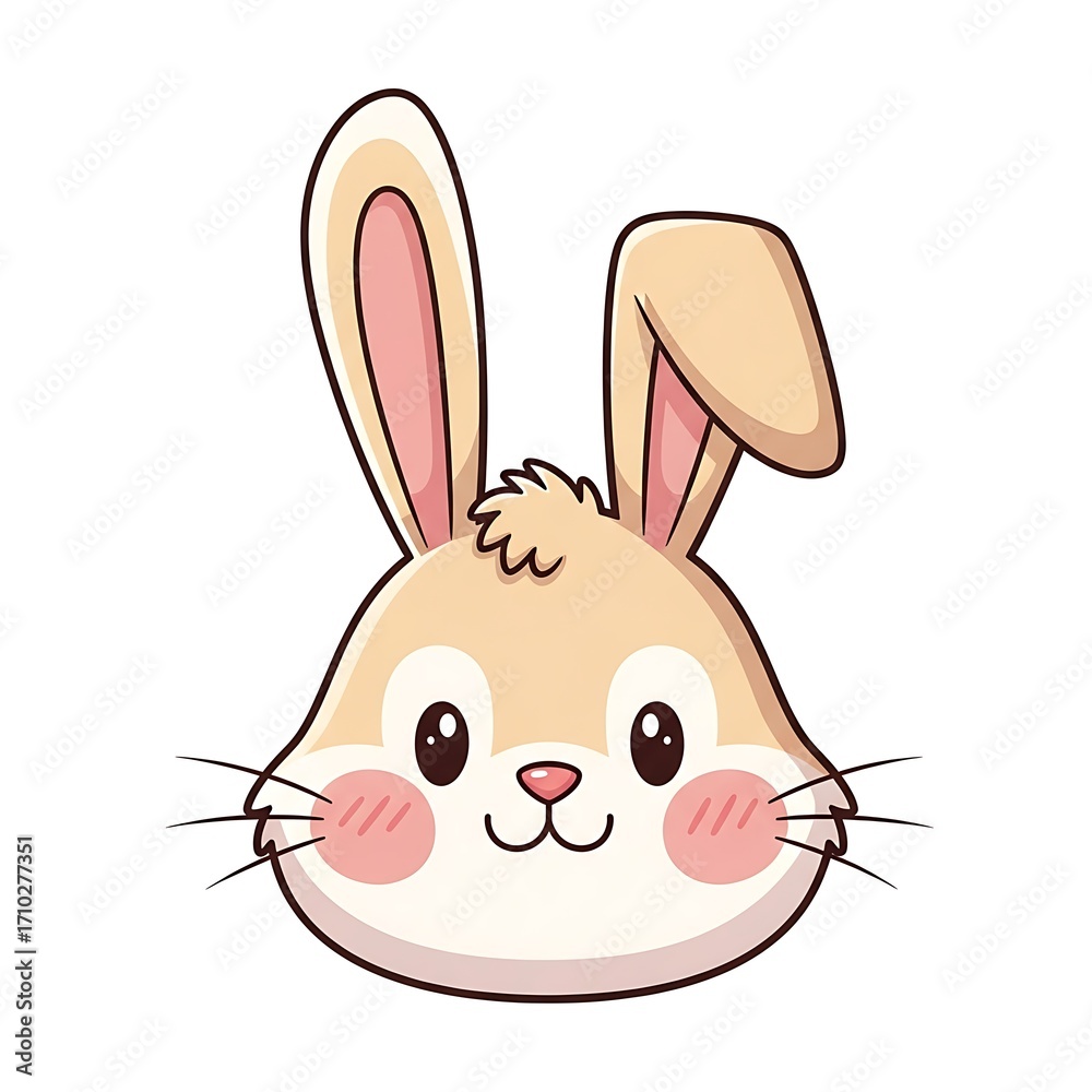 Obraz premium Cute cartoon rabbit head illustration.
