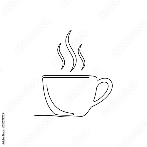 A minimalist line drawing of a steaming cup of coffee, symbolizing warmth and comfort.