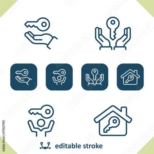 Keys Icons. Key, Hand, Hands, House, Real Estate, Icon