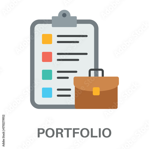 Portfolio Flat Concept Simple Style Design Vector