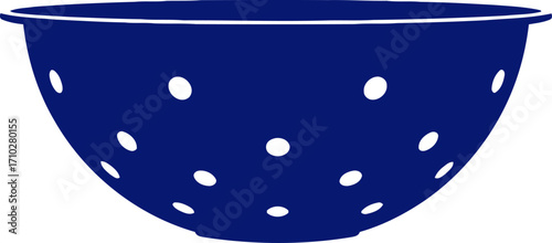 classic blue colander graphic for kitchen and farmhouse designs, isolated on transparent background