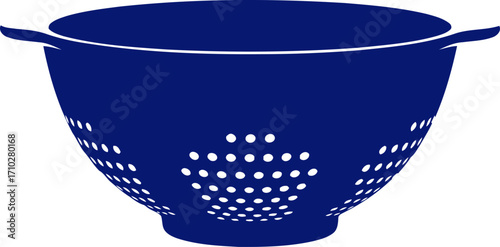 classic blue colander elegant kitchen essential icon, isolated on transparent background