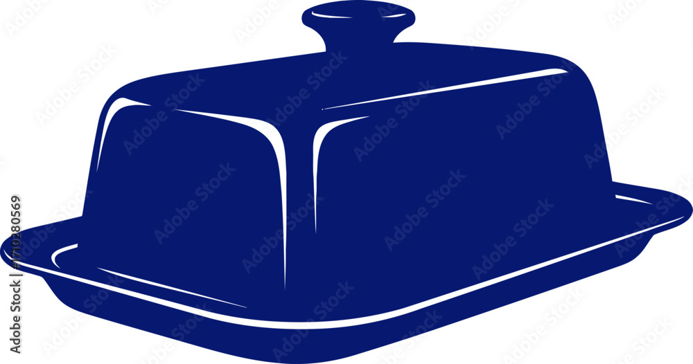 Naklejka premium elegant cobalt blue butter dish classic kitchen graphic, isolated on transparent background