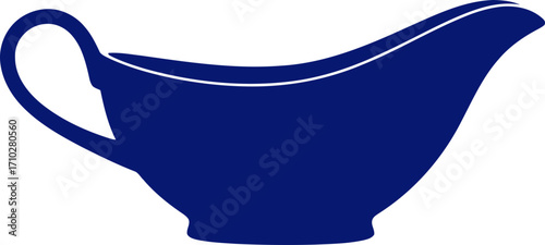 elegant cobalt blue sauce boat a silhouette for gourmet branding, isolated on transparent background