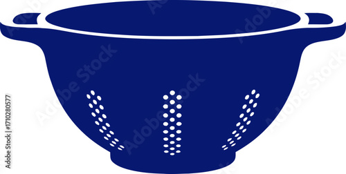 elegant cobalt blue colander kitchen graphic for culinary designs, isolated on transparent background
