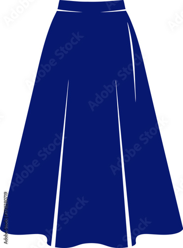 elegant navy blue maxi skirt fashion design template, isolated on transparent background