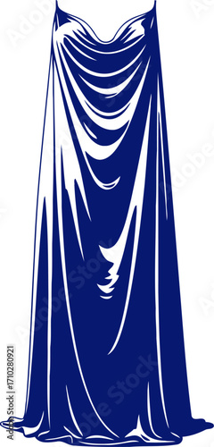 majestic blue cape design for regal branding and heroic storytelling, isolated on transparent background